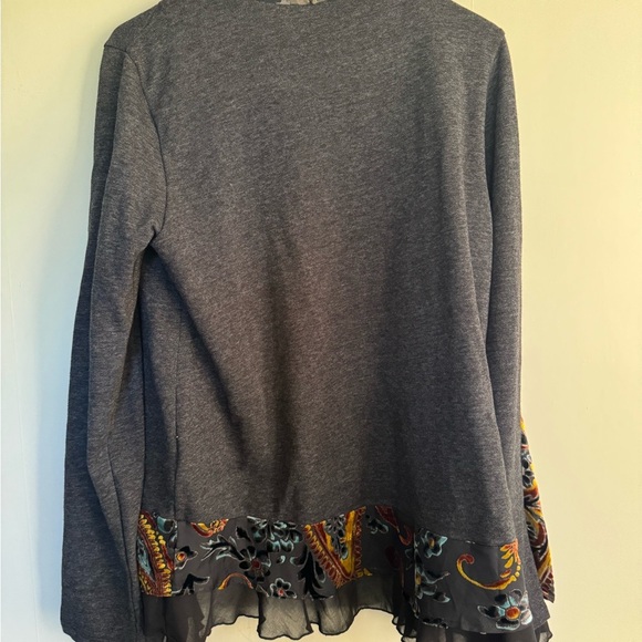 Mystree Charcoal Cardigan with Paisley Burnout Scarf Accents - Picture 8 of 9